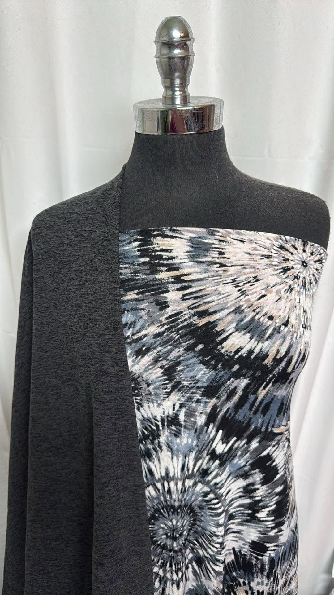 CHARCOAL/TIE DYE BUNDLE : 2YD Tie Dye Bulgari & 1YD Charcoal 2-Tone Peached PF : A30214