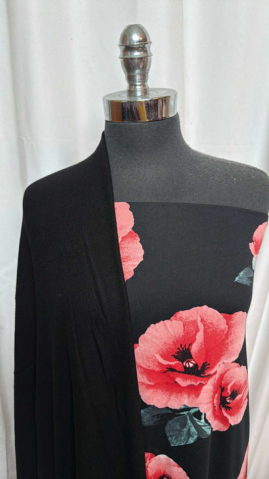 BLACK/POPPY BUNDLE : 2YD Black 1x1 Modal/Spandex SK & 2YD Poppy DBP : A28407