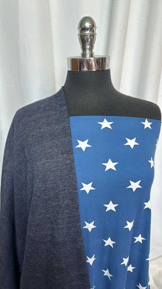 HEATHER NAVY/STAR BUNDLE : 2YD Star DBP & 1YD Heather Navy SF (72" Wide) : A28852