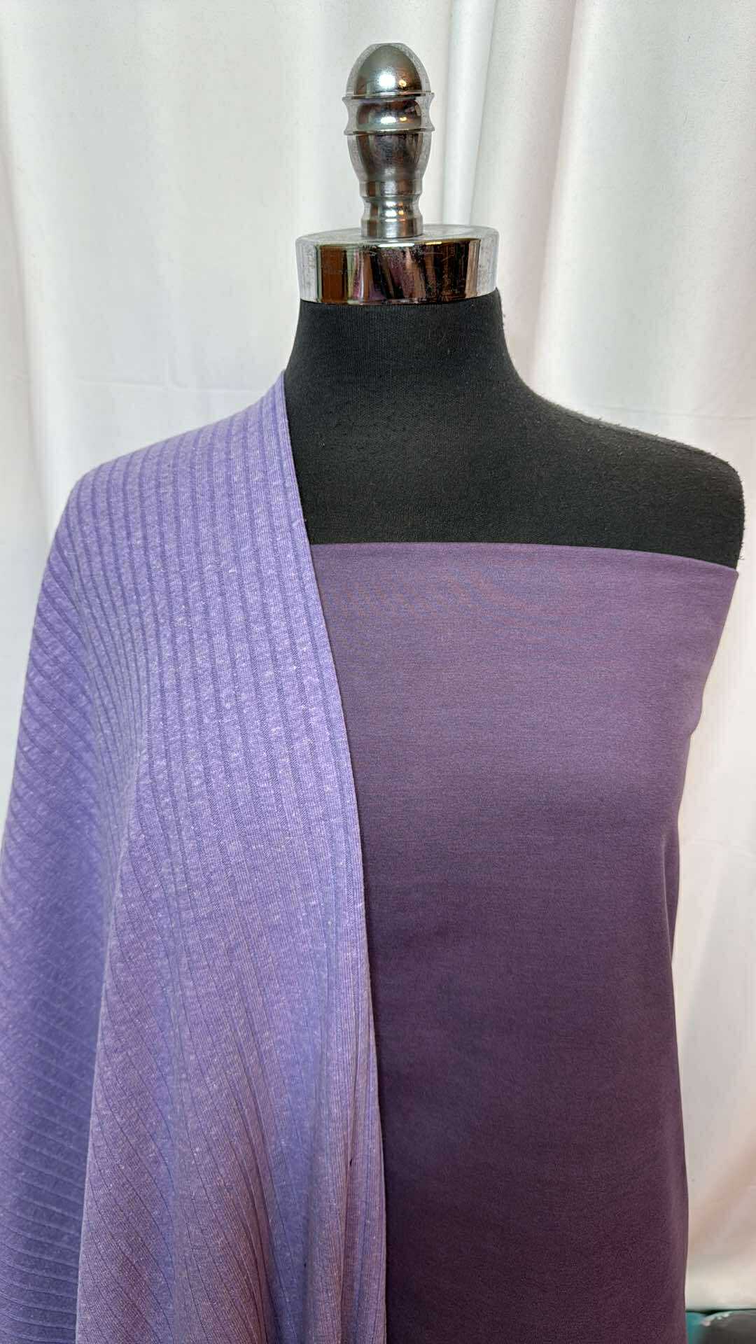 PLUM/PURPLE BUNDLE : 1+YD Plum Peached PF & 2YD Purple Cotton-Blend Rib SK : A27461