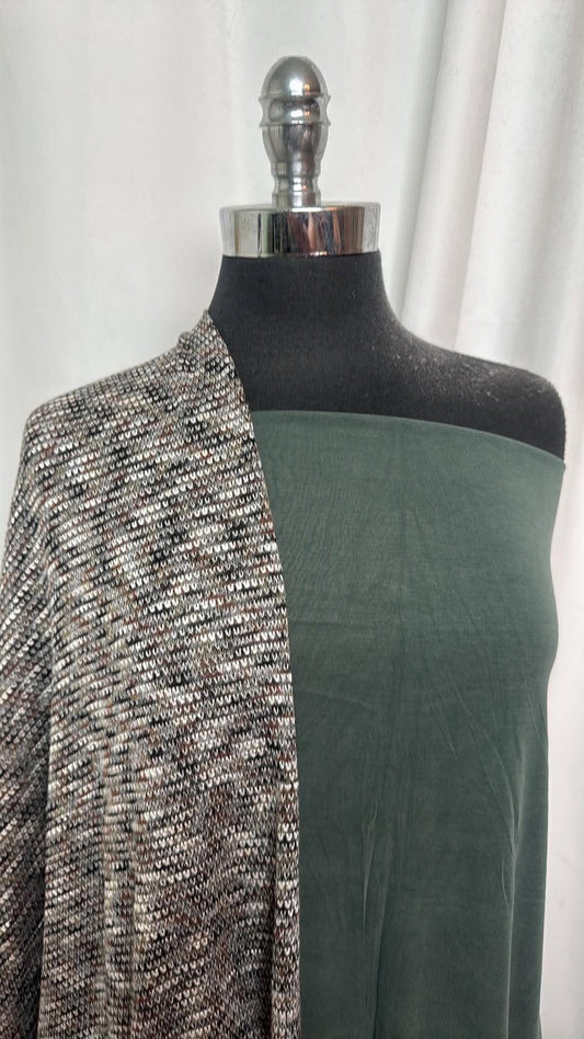 DARK SAGE/MULTI SWEATER BUNDLE : 2YD Dark Sage Cupro & 1.5YD Multi Light-Weight SK : A30839
