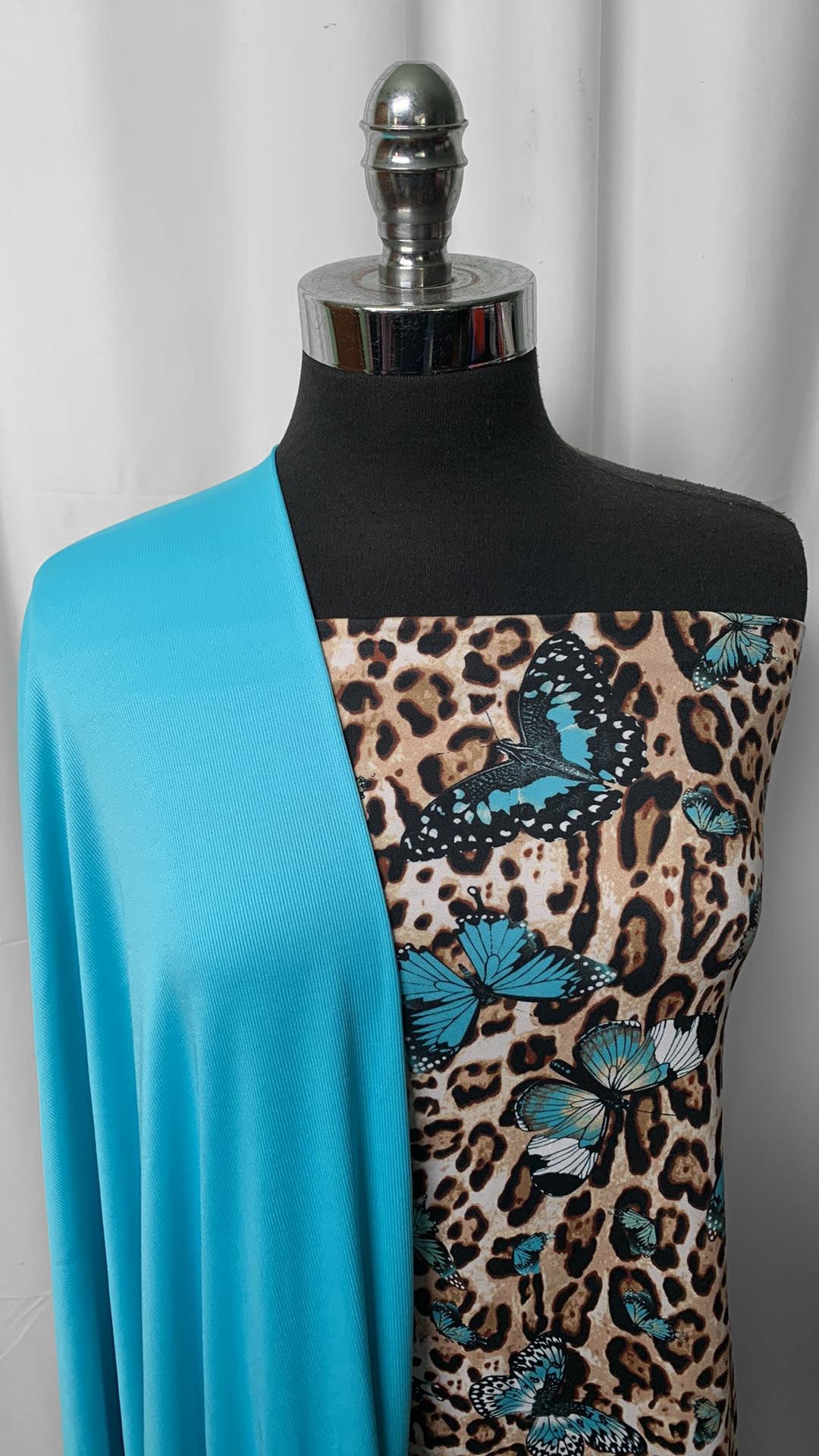 BLUE BUTTERFLY/LEOPARD BUNDLE : 2YD Blue P/S Rib & 2YD Butterfly/Leopard DBP : A25163