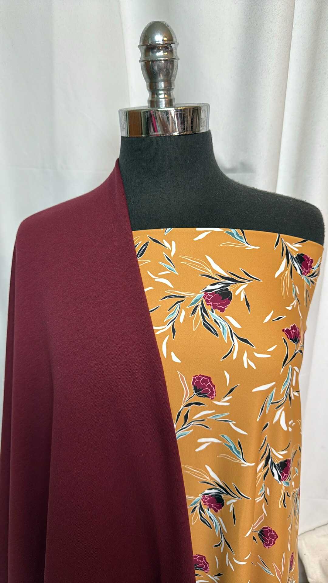 BURGUNDY/MUSTARD FLORAL BUNDLE : 2YD Burgundy C/S FT & 2YD Mustard Floral Yoga PF : A28853