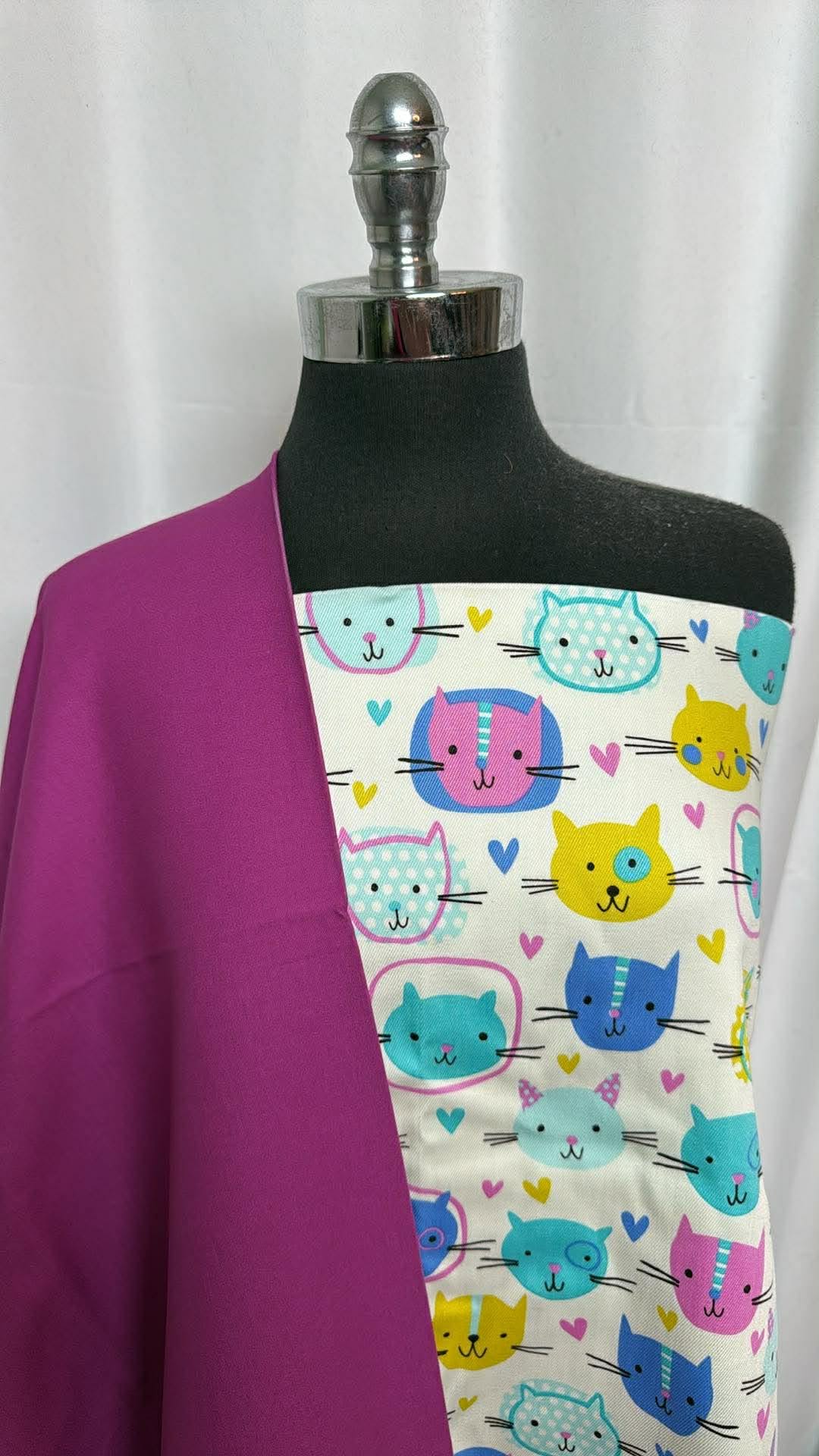 MAGENTA/CATS BUNDLE : 2YD Cats Stretch Twill & 2YD Magenta Stretch Twill (Nominal Stretch) : A30215