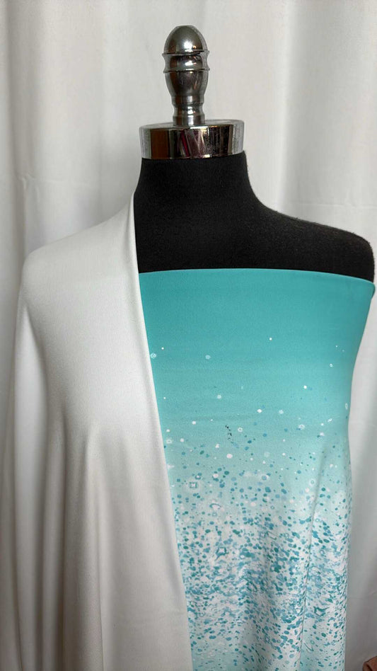 WHITE/OMBRE GLITTER BUNDLE : 2YD Ombre Glitter Single-Brushed PF (Read Descr.) & 1YD White PF Rib : A28950