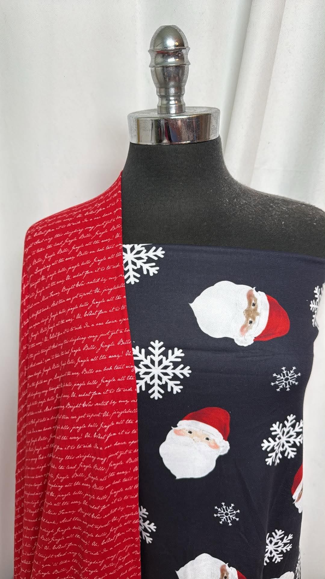 NAVY SANTA/JINGLE BELLS BUNDLE :  1YD Navy Santa DBP & 2YD Red Jingle Bells DBP : A30749