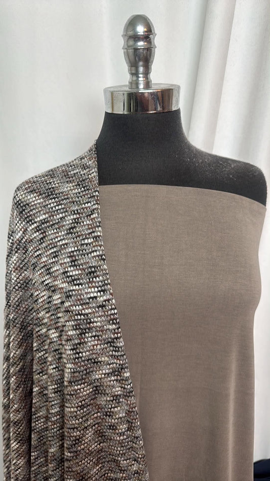 MUSHROOM TAUPE/MULTI SWEATER BUNDLE : 2YD Mushroom Taupe Cupro & 1.5YD Multi Light-Weight SK : A30840