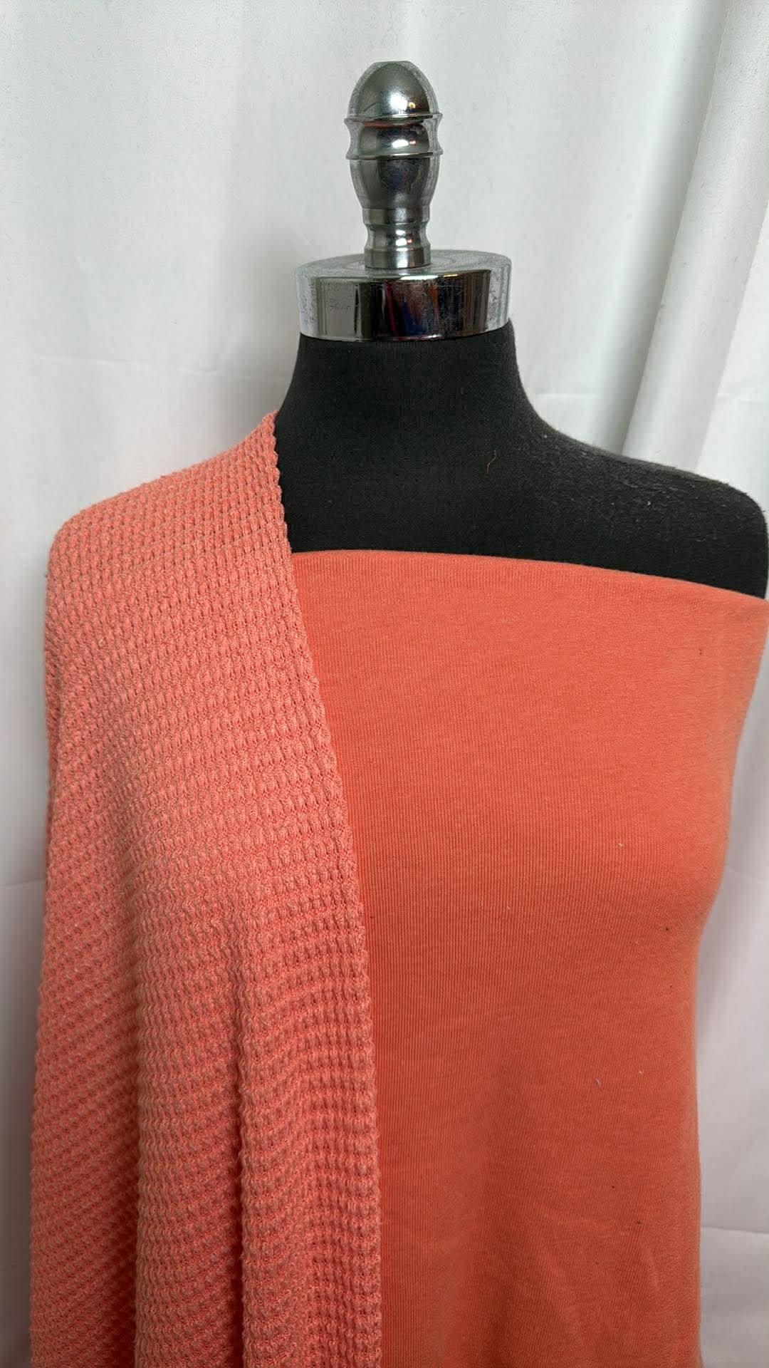 ORANGE/CORAL WAFFLE BUNDLE : 2YD Orange Sweatshirt Fleece (72" Wide) & 2YD Coral Pucker Waffle : A30306