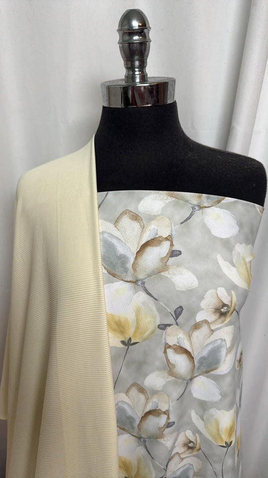 CREAM/FLORAL BUNDLE : 2YD Floral N/S Swim & 2YD Cream N/S Swim (42" Wide) : A30576