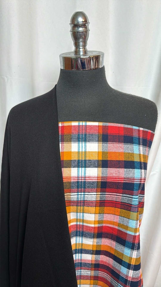 BLACK/PLAID FLANNEL BUNDLE : 2YD Plaid Yarn-Dyed Flannel & 2YD Black C/P FT : A28530