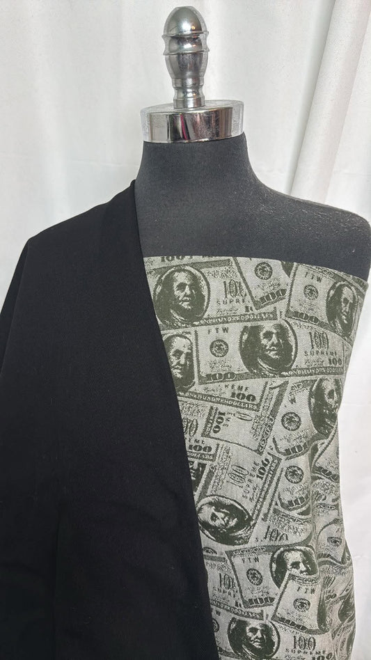 DENIM/MONEY BUNDLE : 2.5YD Money Designer Denim & 2YD Black Heavy Denim : A30577