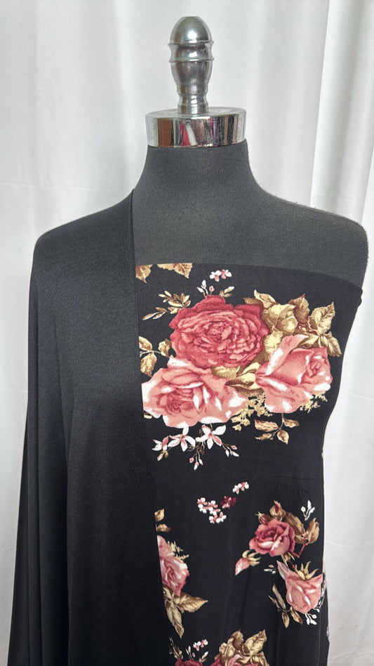 BLACK FLORAL BUNDLE : 1+YD Black 2-Tone Featherweight PF & 2YD Black Floral DBP : A27072