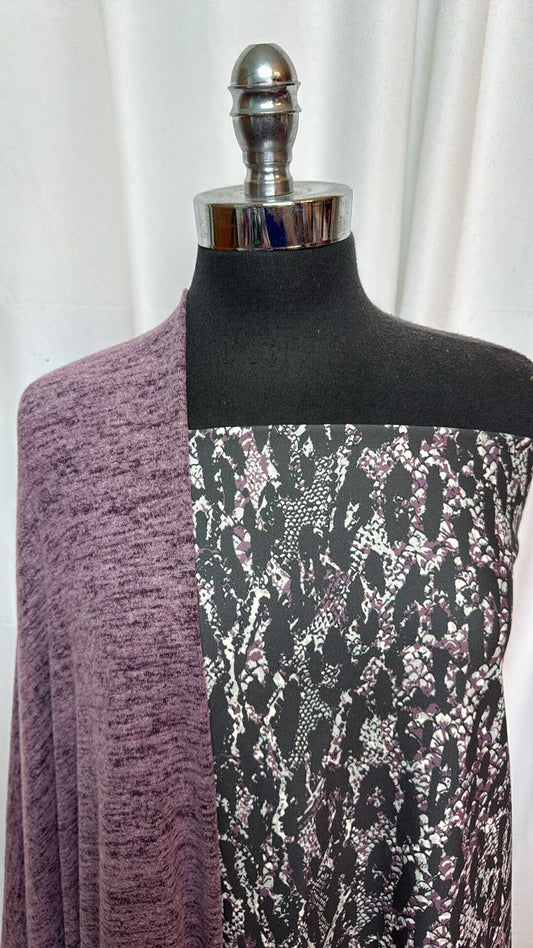 PURPLE/SNAKE BUNDLE : 1.5YD Snake PF & 2YD Brushed Hacci SK : A27777