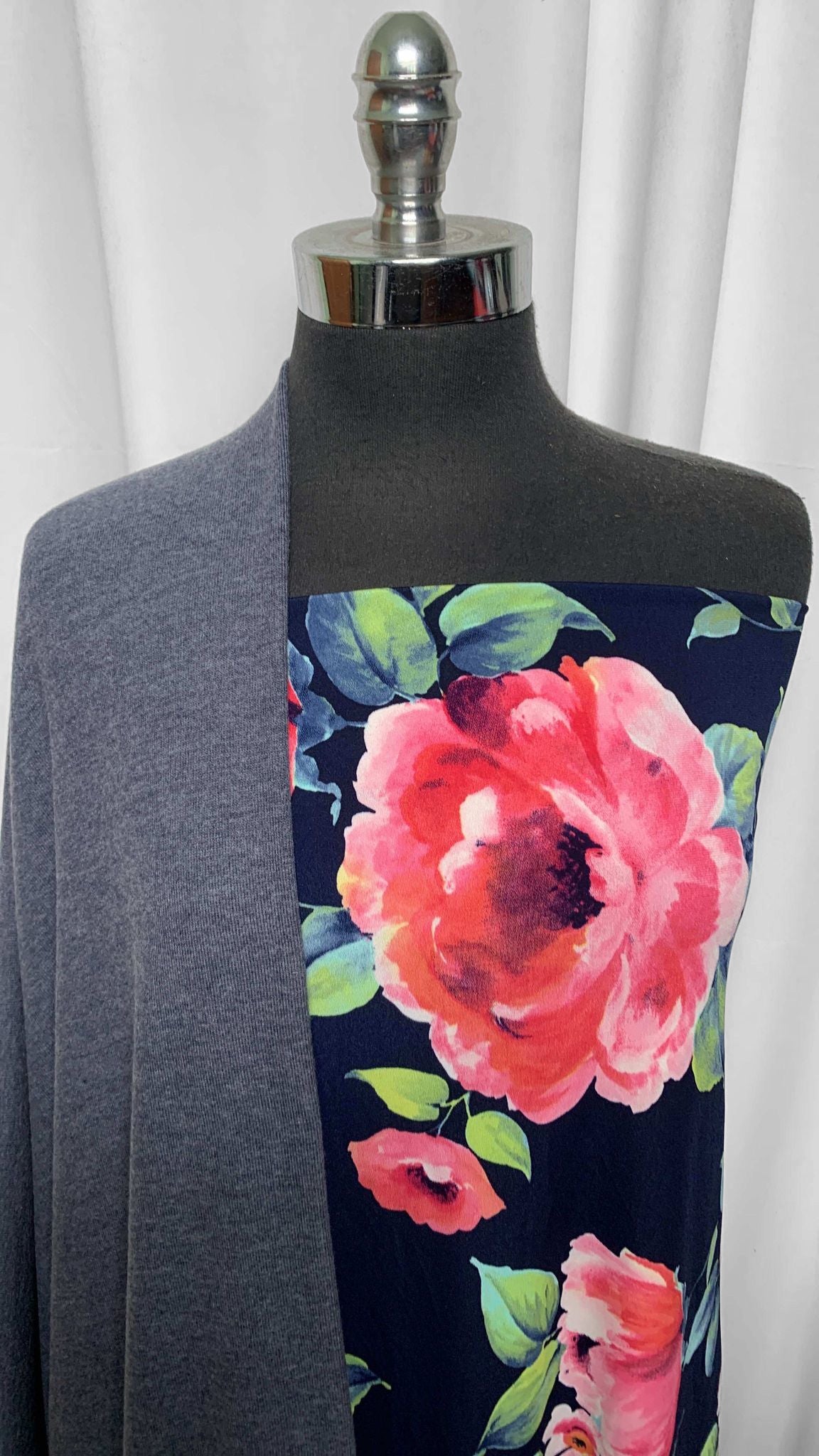 NAVY FLORAL BUNDLE : 2YD Navy Floral ITY & 2YD Navy Brushed SK : A25586