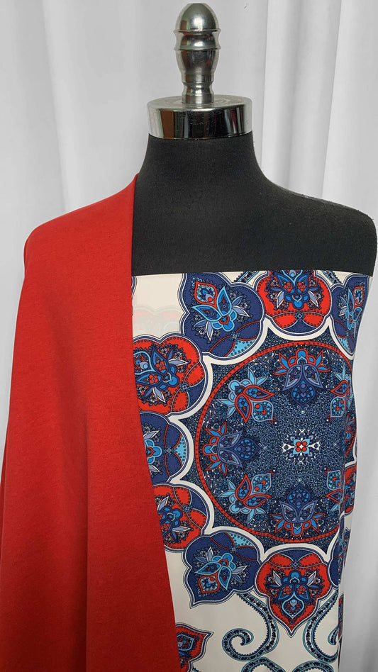 RWB MANDALA BUNDLE : 1YD Red Peached PF & 2YD Red, White, Blue Mandala PWD : A25592