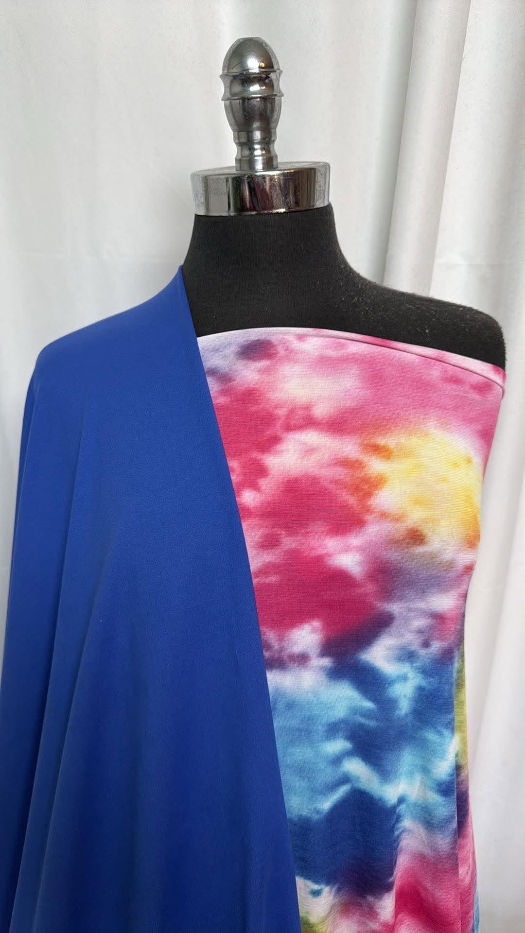 BLUE/MULTI TIE DYE BUNDLE : 2YD Blue Brushed PF & 2YD Multi Tie Dye Bulgari : A30676