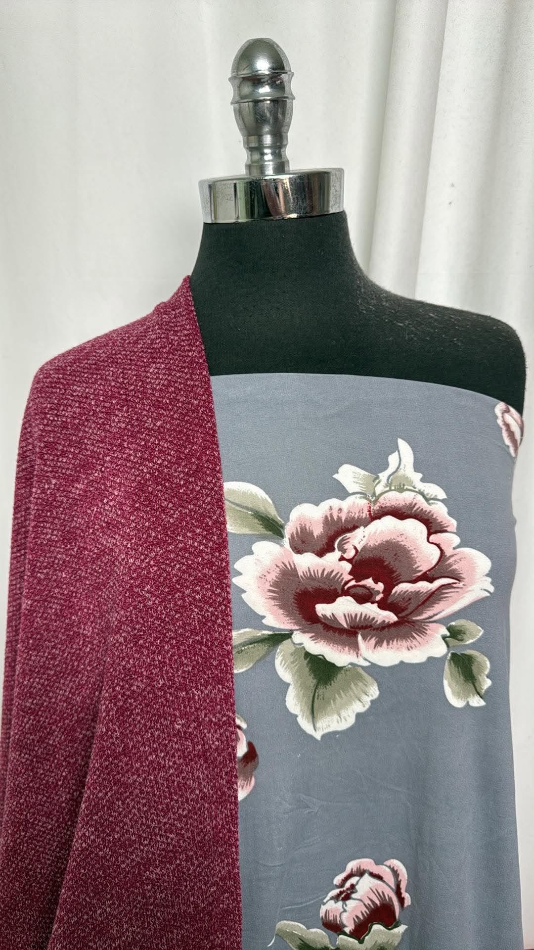 BURGUNDY HONEYCOMB/FLORAL BUNDLE : 4YD Floral DBP & 2YD Burgundy Honeycomb SK : A30946