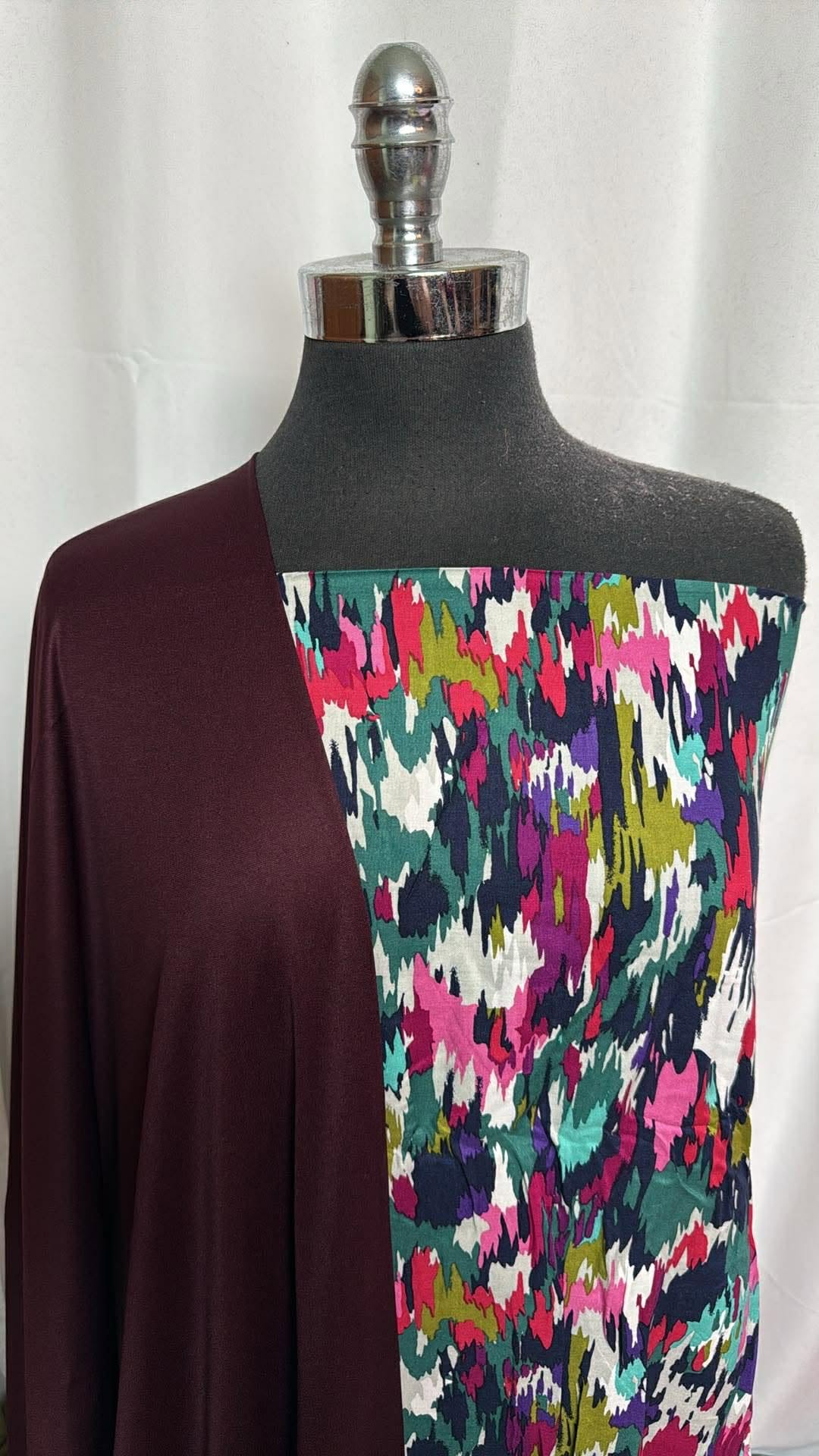 ABSTRACT/PIL BUNDLE : 2YD Solid Poly Interlock Lining (PIL) & 2YD Abstract Rayon Challis : A29997