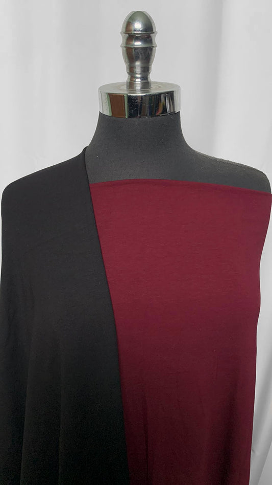 BURGUNDY/BLACK BUNDLE : 2YD Burgundy MVC & 2YD Black Bamboo/Cotton/Spandex FT : A2511