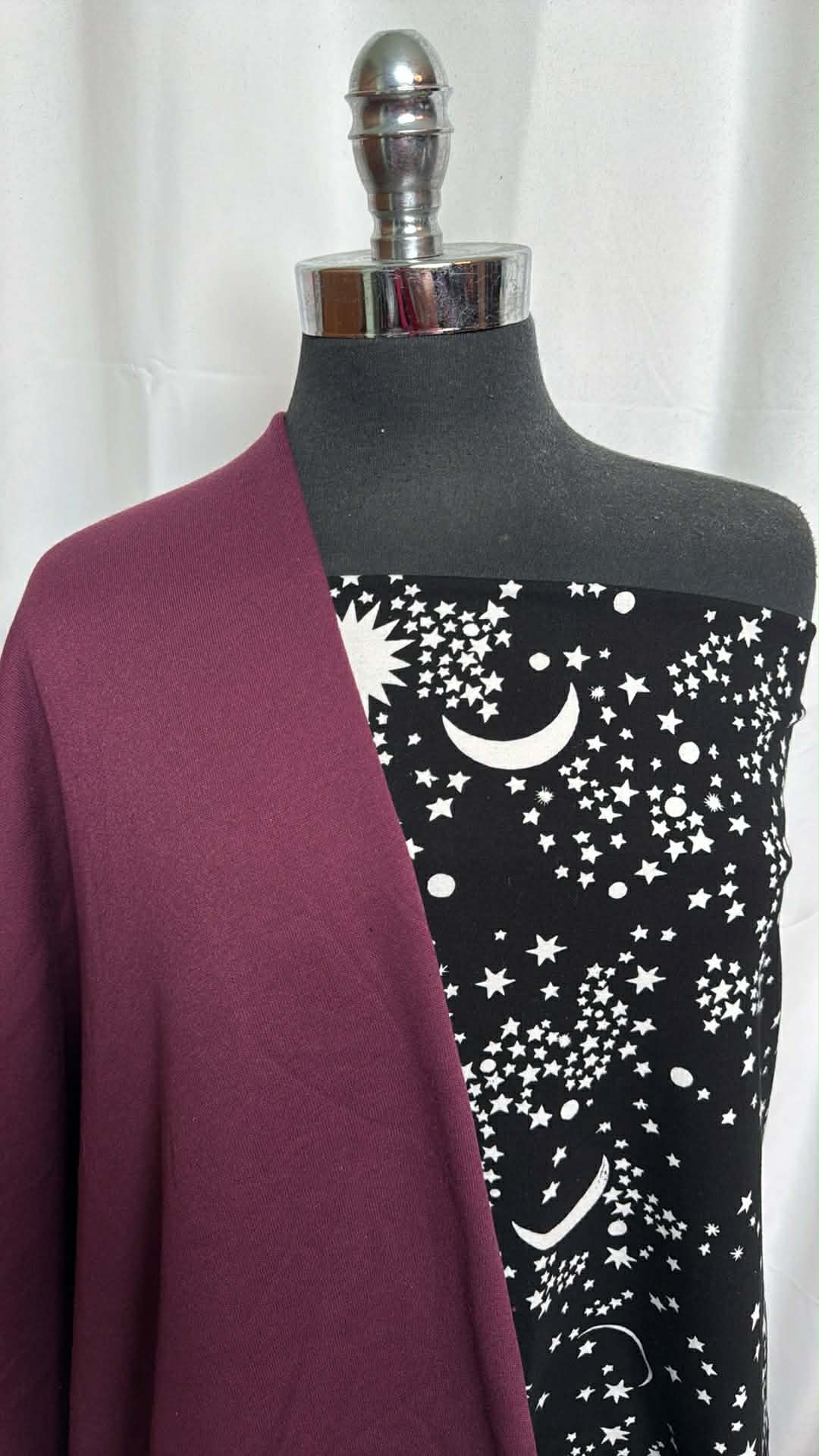 PLUM/STARS-MOONS BUNDLE : 1YD Stars & Moons C/S & 2YD Plum Sweatshirt Fleece : A29713