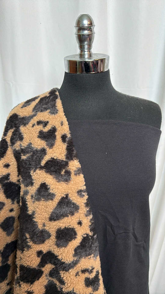 CHARCOAL/ANIMAL SHERPA BUNDLE : 1+YD Animal Print Sherpa & 2YD Charcoal Sweatshirt Fleece (72" Wide) : A28304