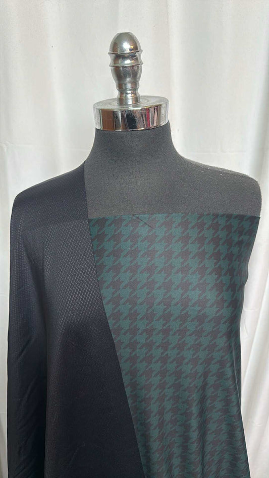 BLACK/HUNTER HOUNDSTOOTH BUNDLE : 1YD Black Textured N/S & 1.5YD Hunter Houndstooth Yoga PF : A27925