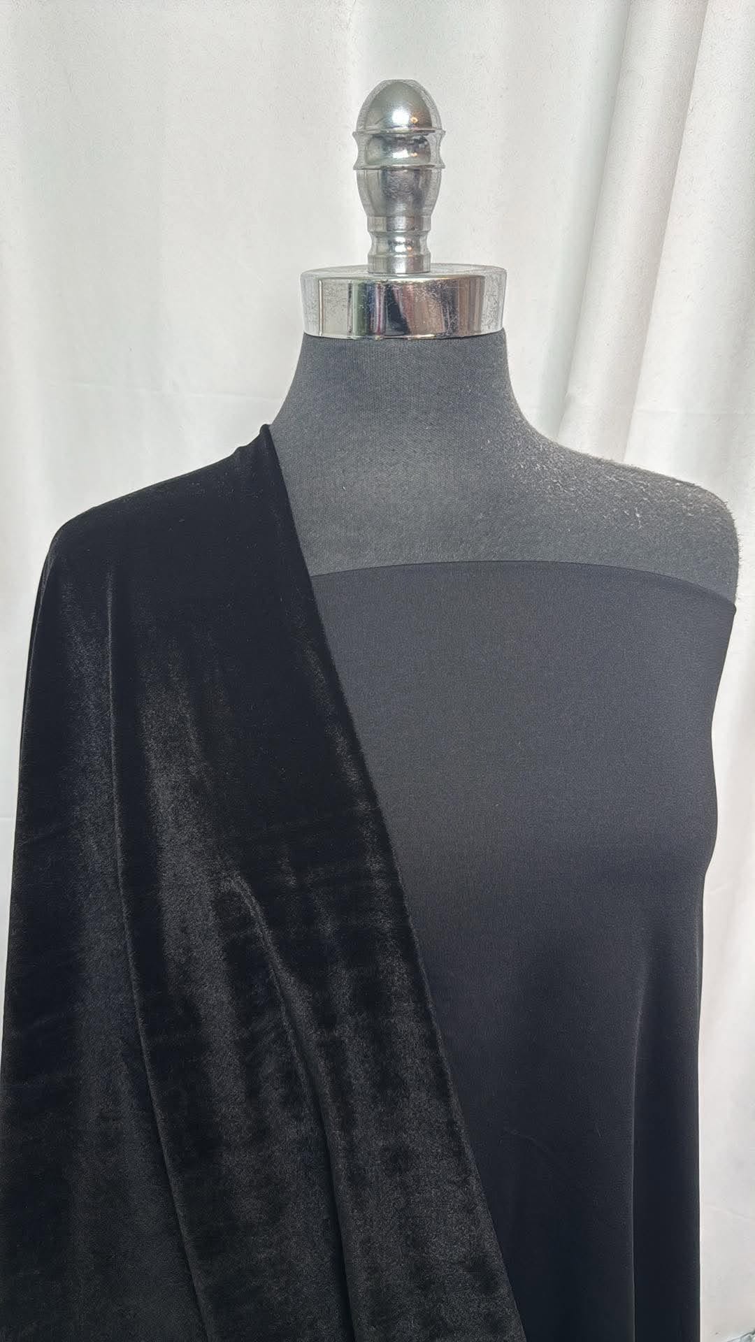 DOUBLE BLACK BUNDLE : 2YD Black Top-Weight PF & 2YD Black Stretch Velvet : A30706