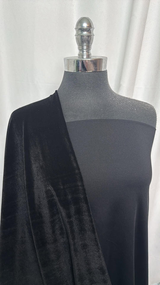 DOUBLE BLACK BUNDLE : 2YD Black Top-Weight PF & 2YD Black Stretch Velvet : A30706