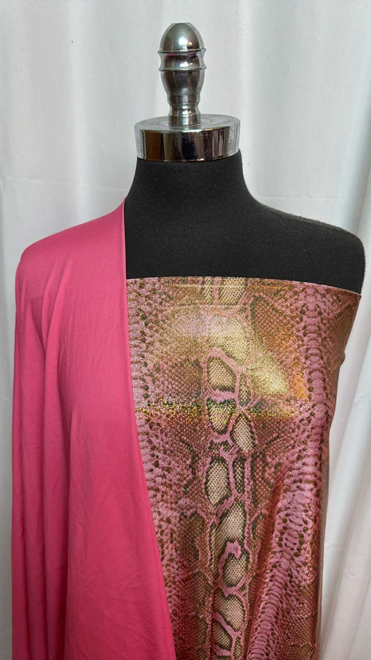 PINK/SNAKE BUNDLE : 2YD Snake Yoga PF w/Foil & 1YD Pink Top-Weight PF : A28039