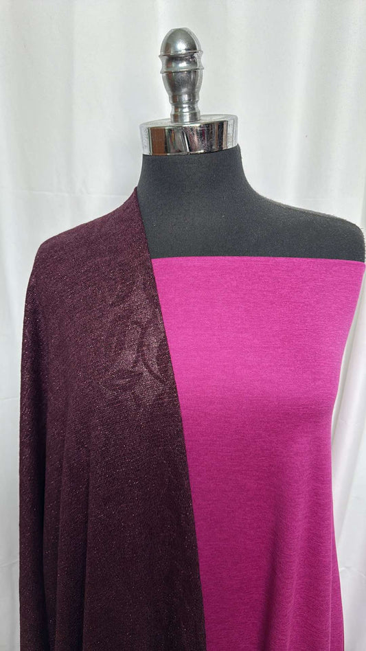 EMBOSSED FLORAL/MAGENTA BUNDLE : 2YD Magenta Featherweight PF & 2YD Embossed Floral Sweater : A27345
