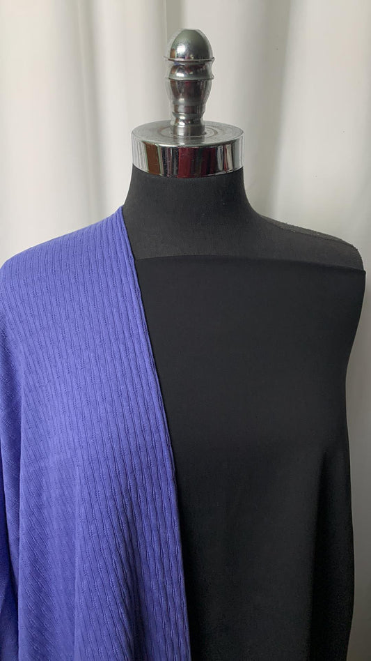 BLACK/BLUE BUNDLE : 2YD Black Peached PF & 2YD Blue Cotton-Blend Rib : A25039