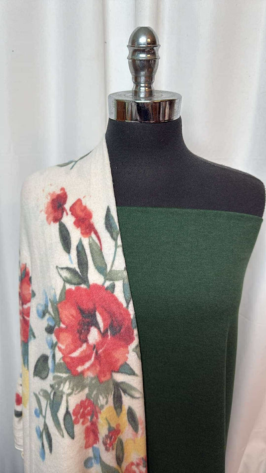 VETIVER GREEN/FLORAL BUNDLE : 2YD Vetiver Green Peached PF & 2YD Floral Brushed Hacci SK : A26890