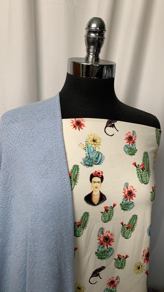 LIGHT BLUE/FRIDA BUNDLE : 2YD Frida Kahlo C/S & 2YD Light Blue Fine-Gauge SK : A1805