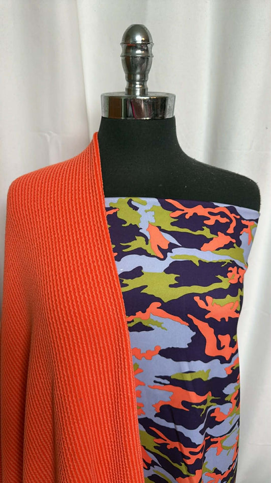 ORANGE/CAMO BUNDLE : 1YD Camo Brushed-Face PF & 1YD Orange Urban Rib : A29567