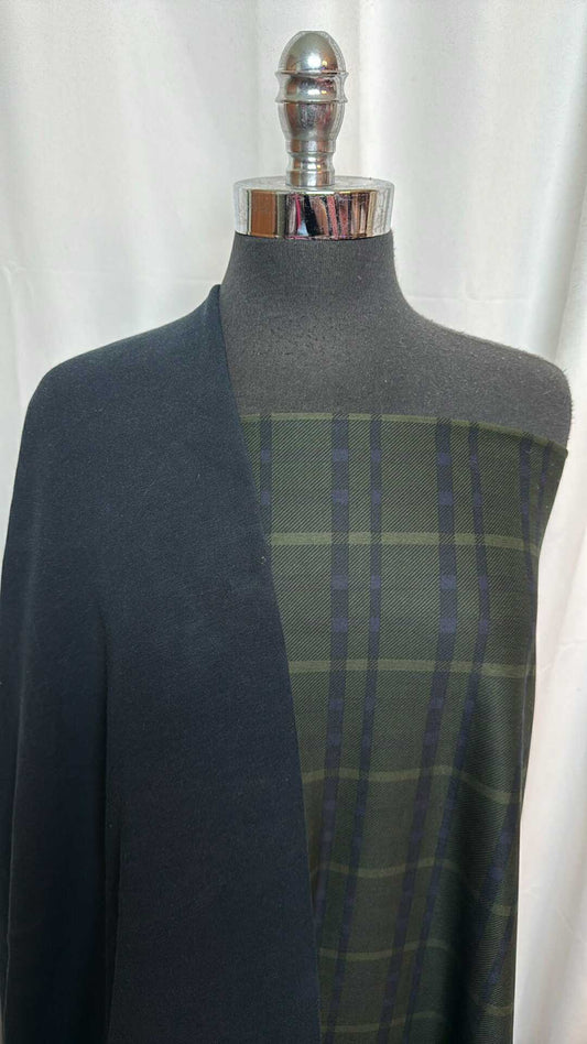 BLACK/PLAID BUNDLE : 2.5YD Plaid Peached PF & 2.5YD Navy Heavy Brushed C/S FT : A28732