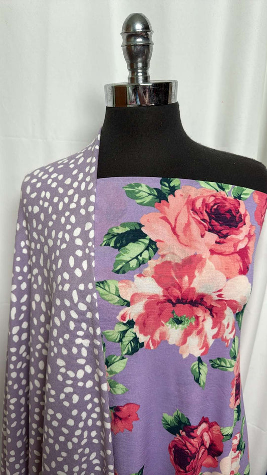 LILAC DOT/FLORAL BUNDLE : 2YD Floral Bulgari & 1+YD Lilac Dot Oakley SK : A27400