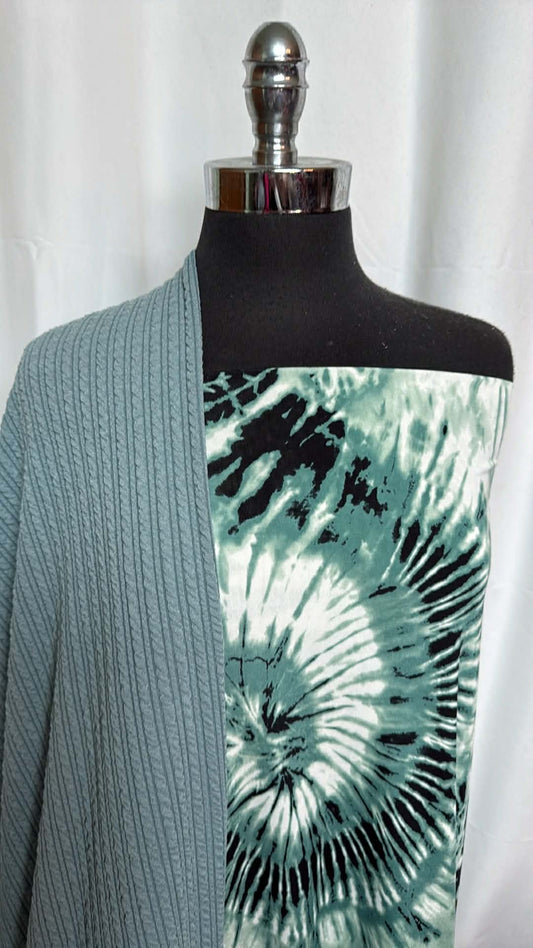 MINT RIB/TIE DYE BUNDLE : 2YD Flat-Back DK Rib & 3YD Tie Dye ITY : A29555