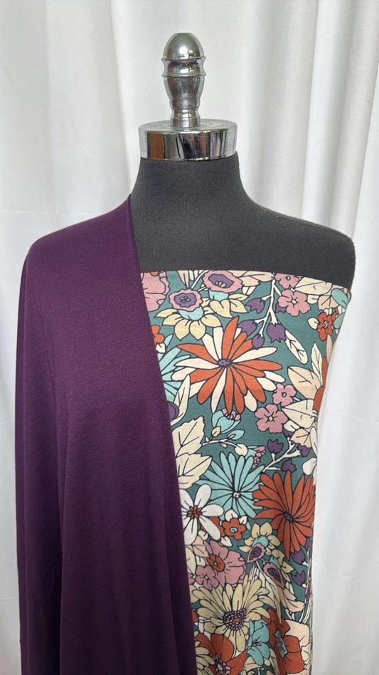 PURPLE/TEAL FLORAL BUNDLE : 2YD Purple PRS FT & 1YD Teal Floral PRS : A26354