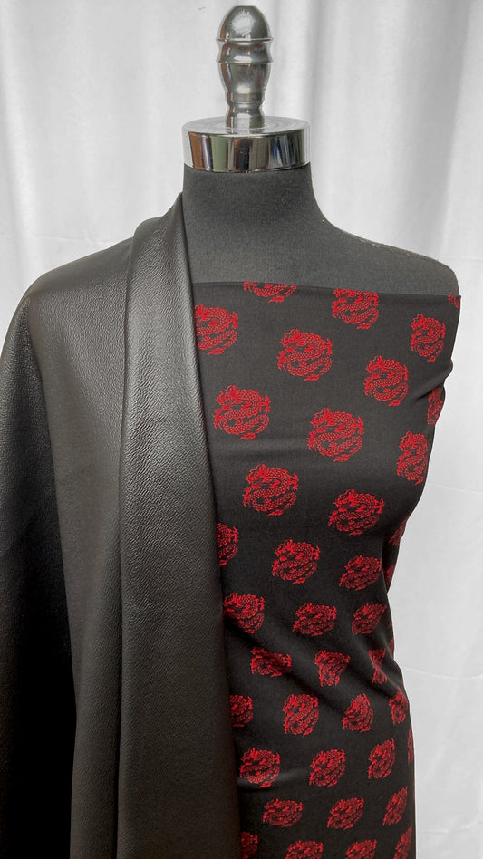 BLACK FOIL/DRAGON BUNDLE : 2YD Black/Red Dragon DBP & 2YD Black Foil Liverpool : A25241