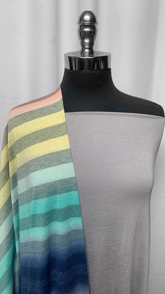 SILVER/OMBRE STRIPE BUNDLE : 2YD Silver Bamboo & 2YD Ombre Stripe PRS : A25204
