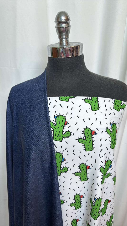 DENIM LOOK/CACTUS BUNDLE : 1YD Denim-Look N/S & 1YD Cactus N/S : A27342