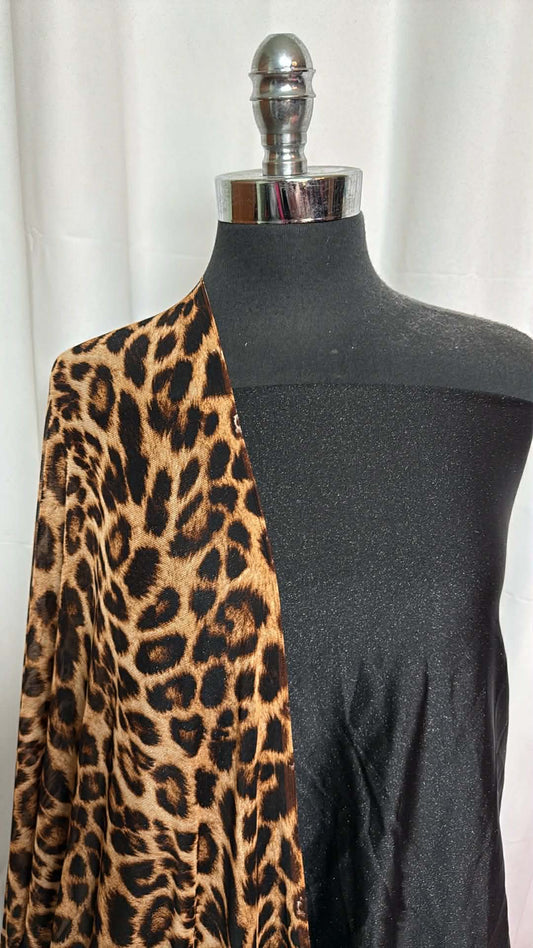 BLACK SPARKLE/LEOPARD BUNDLE : 2.5YD Black Foil Sparkle PF & 2YD Leopard Stretch Mesh : A29462