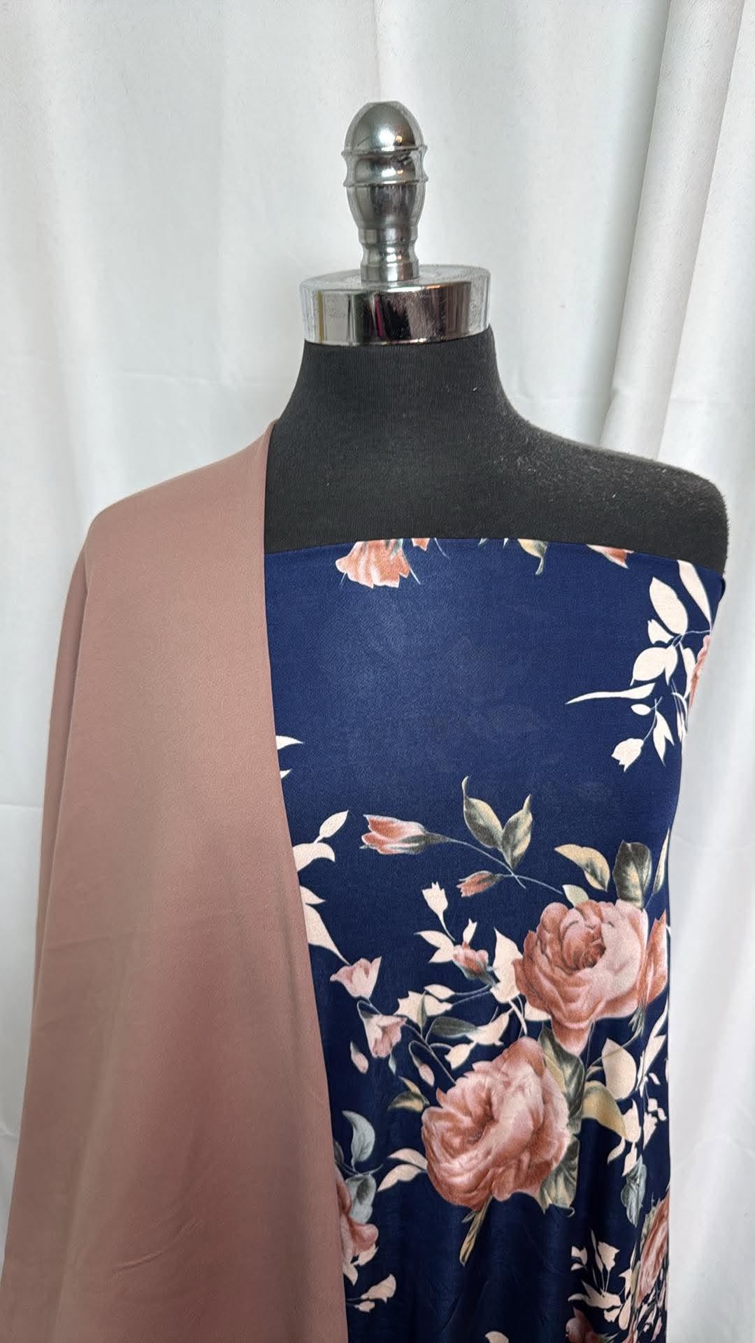 DUSTY MAUVE/FLORAL BUNDLE : 3YD Navy Floral ITY & 2YD Dusty Mauve Peached PF : A30658