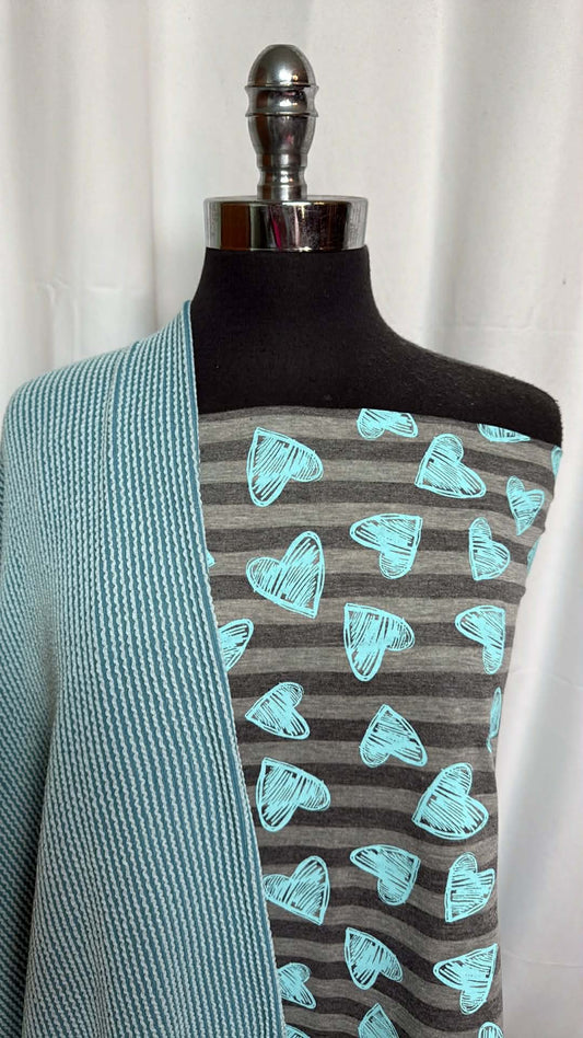 STIPE-HEART/RIB BUNDLE : 2YD Stripe/Heart PRS & 1.5YD Urban Rib : A29525