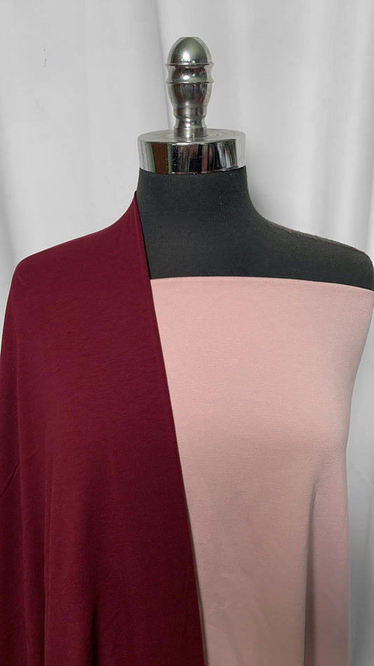 BURGUNDY/PINK BUNDLE : 2YD Burgundy MVC & 2YD Pink Nylon Ponte : A2437
