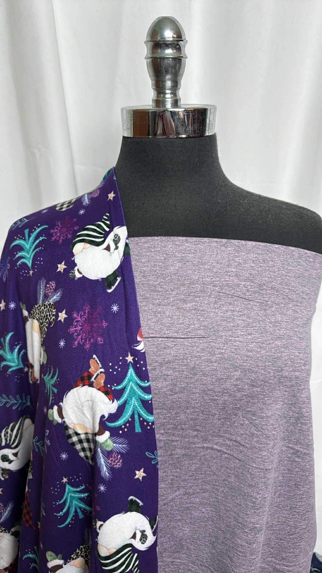 VIOLET-GREY/GNOMES BUNDLE : 1.5YD Violet/Grey Peached PF & 1YD Gnomes Oakley SK : A29141