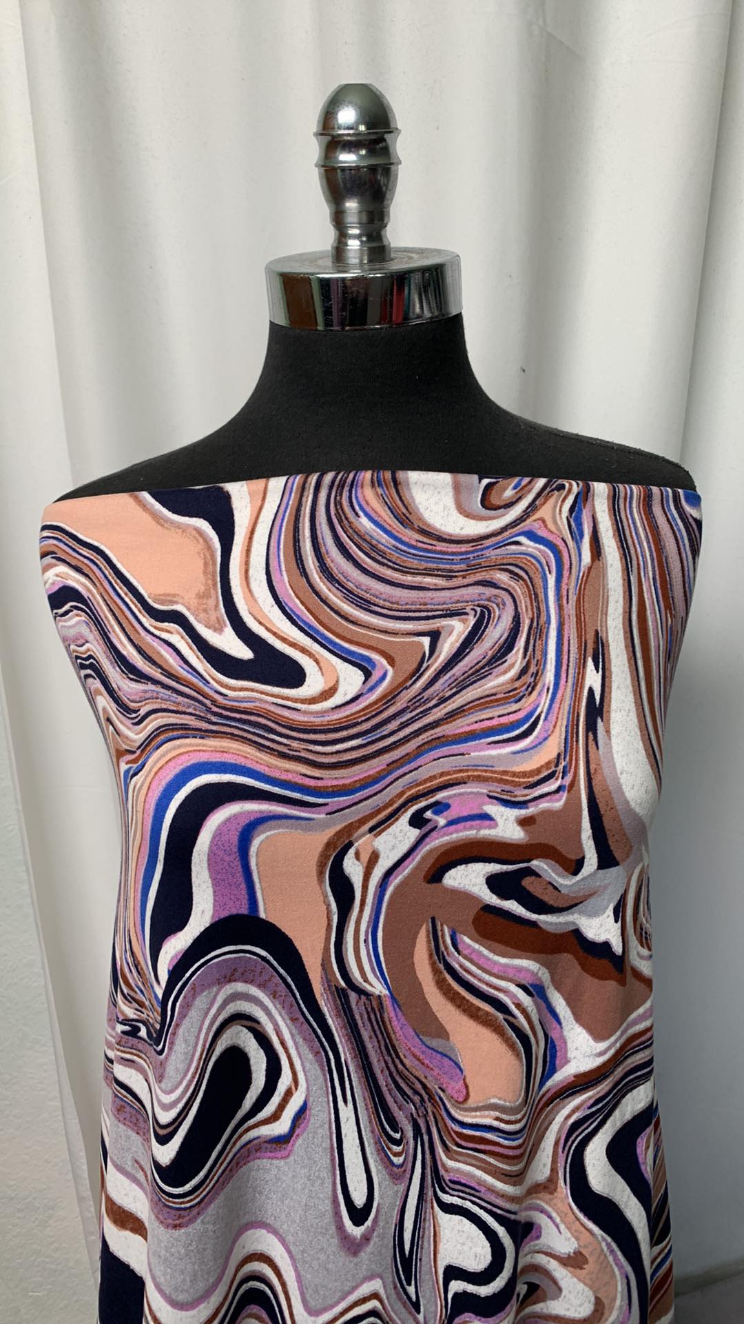 Purple/Brown Swirl - Double Brushed Poly Spandex - 2 Yard Cut