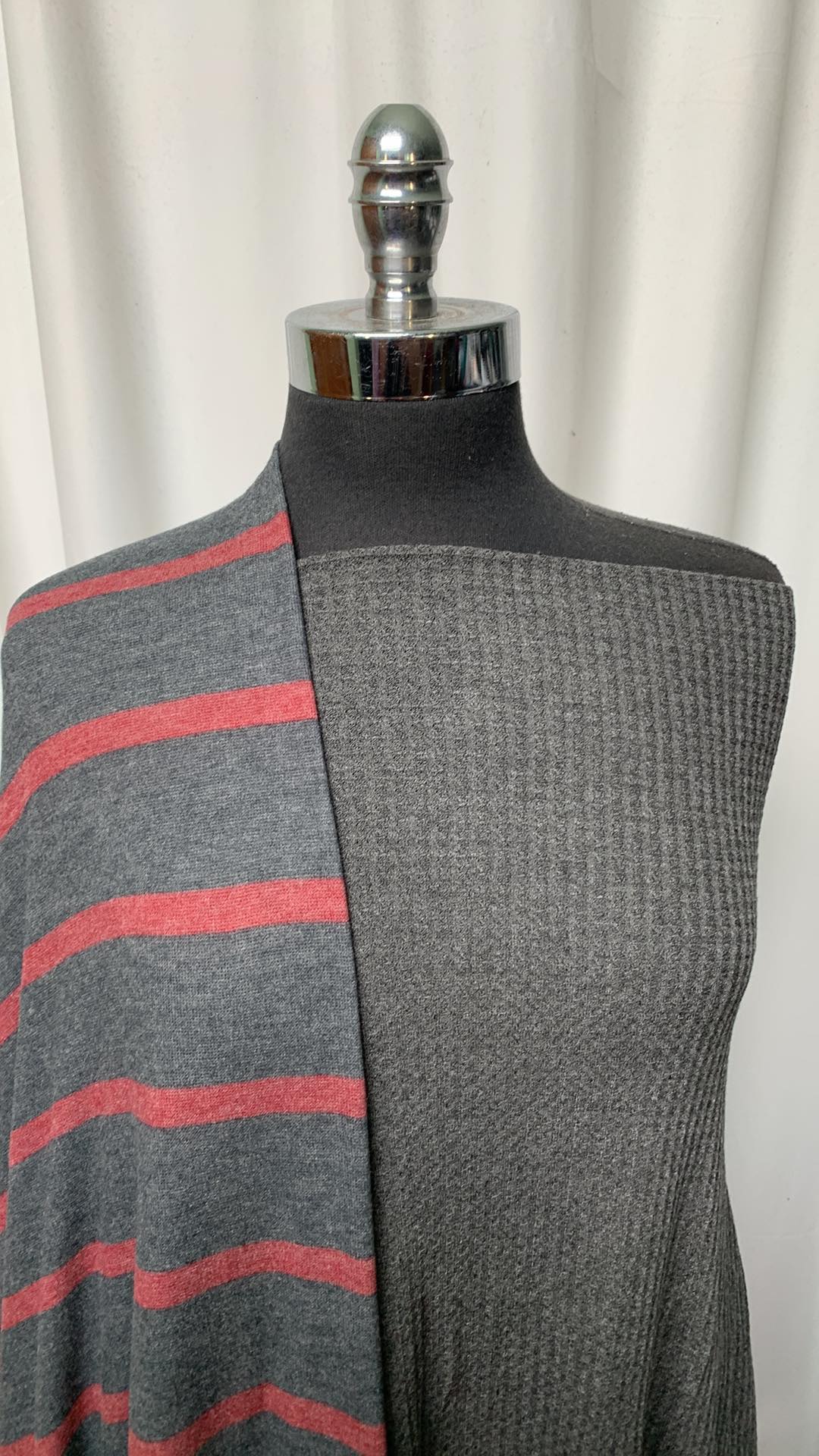 GREY STRIPE/WAFFLE BUNDLE : 2YD Grey Waffle & 2YD Stripe Brushed Hacci SK : A1732