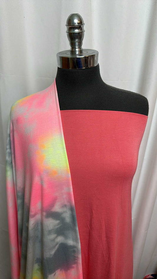 CORAL/TIE DYE BUNDLE : 2YD Coral R/S & 2YD Tie Dye PRS Jersey : A28045