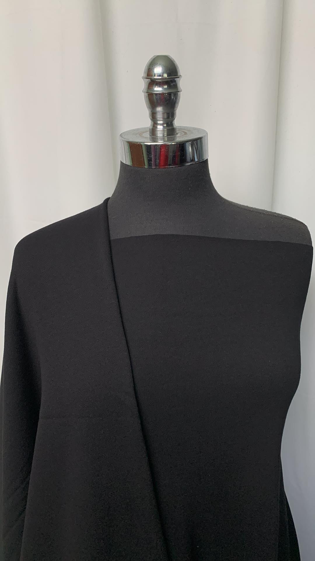 DOUBLE BLACK BUNDLE : 1+YD C/P Sweatshirt Fleece (72" Wide) & 1YD Black Combed Cotton 1x1 Rib (72" Wide) : A1570